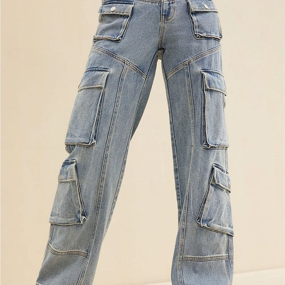 PacSun Light Blue Low Rise Puddle Cargo Jeans - Picture 2 of 7